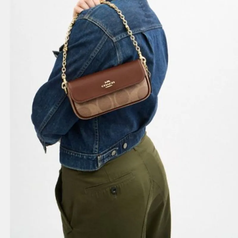 COACH Hailey Leather Shoulder Bag, Crossbody Bag Tubas Women's Brown-5
