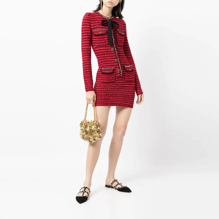 Self portrait Long Sleeved Dresses Women's Red-4