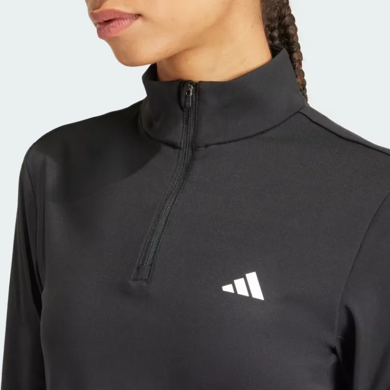 Adidas Hyperglam Training Quarter Zip Track Top Workout Clothing Women's Black-4
