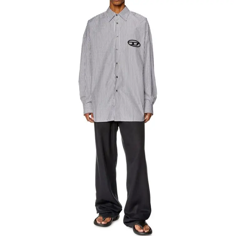 DIESEL Logo Embroidered Striped Shirt-2