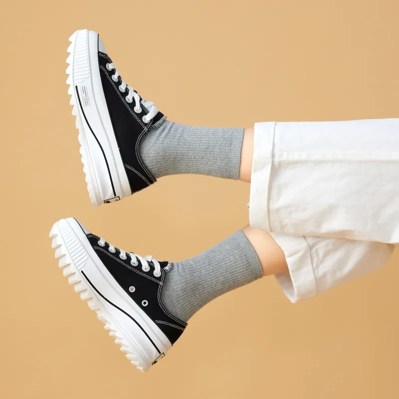 Excelsior Canvas Shoes Unisex Low Top Obsidian Black/White-6