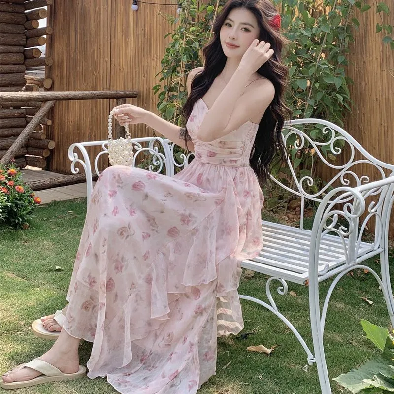 GULIANFEI Slip Dresses Women's Pink Camisole Dress-6