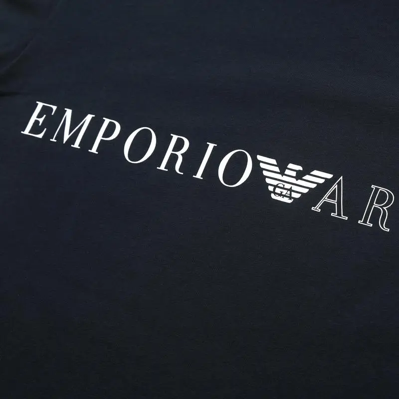 EMPORIO ARMANI Logo Print Crew Neck Pullover Short Sleeved T Shirt Men's Dark Blue-4