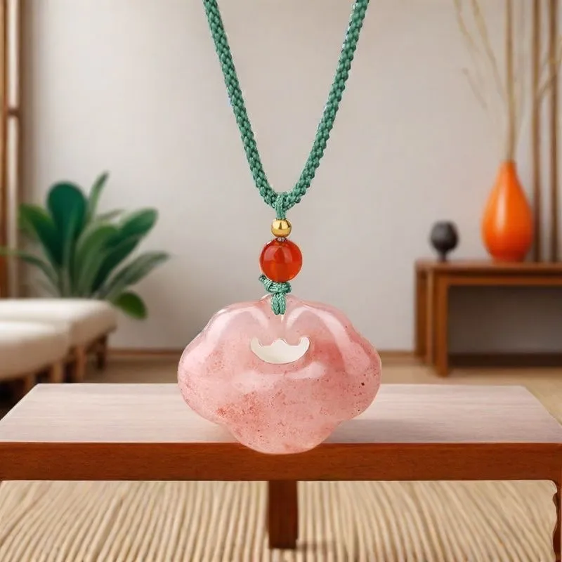 Gifts Golden Silk Jade Necklaces Unisex-5