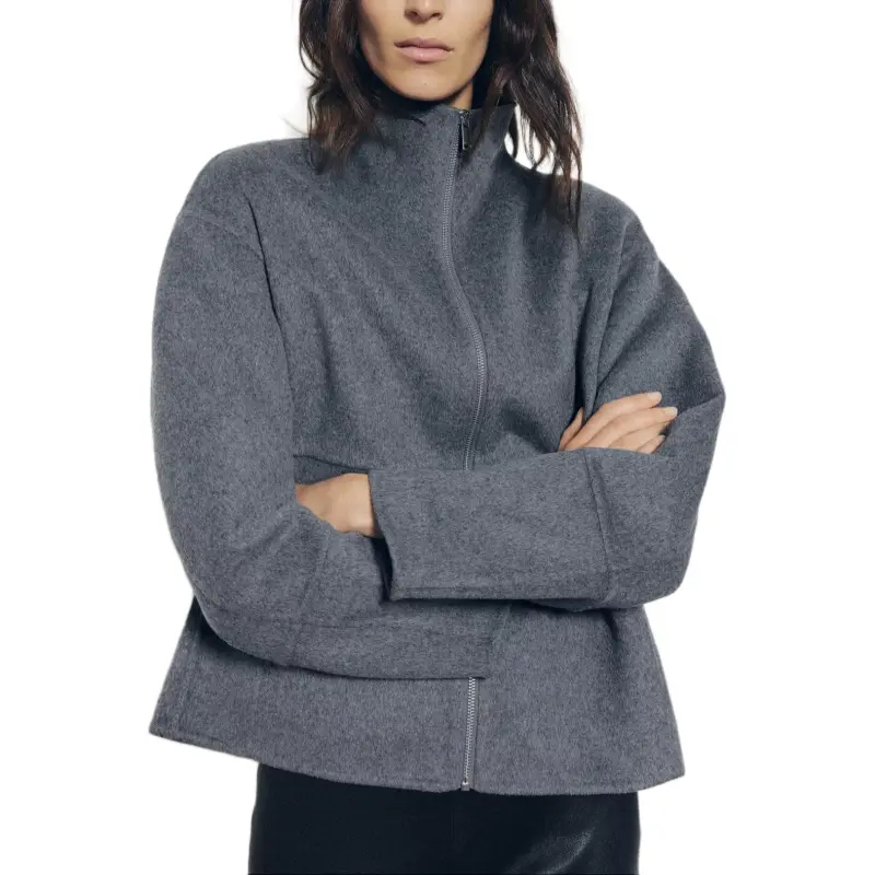 ZARA ZW Series Jackets Coats Women's Gray Mudstone Gray-5