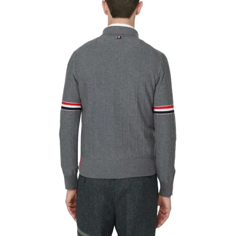 THOM BROWNE RWB Striped Long Sleeved Polo Shirt-4