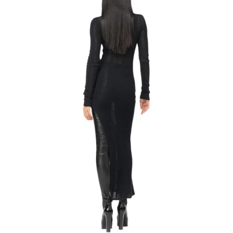 PINKO Long Sleeved Dress Women's Pure Black-4