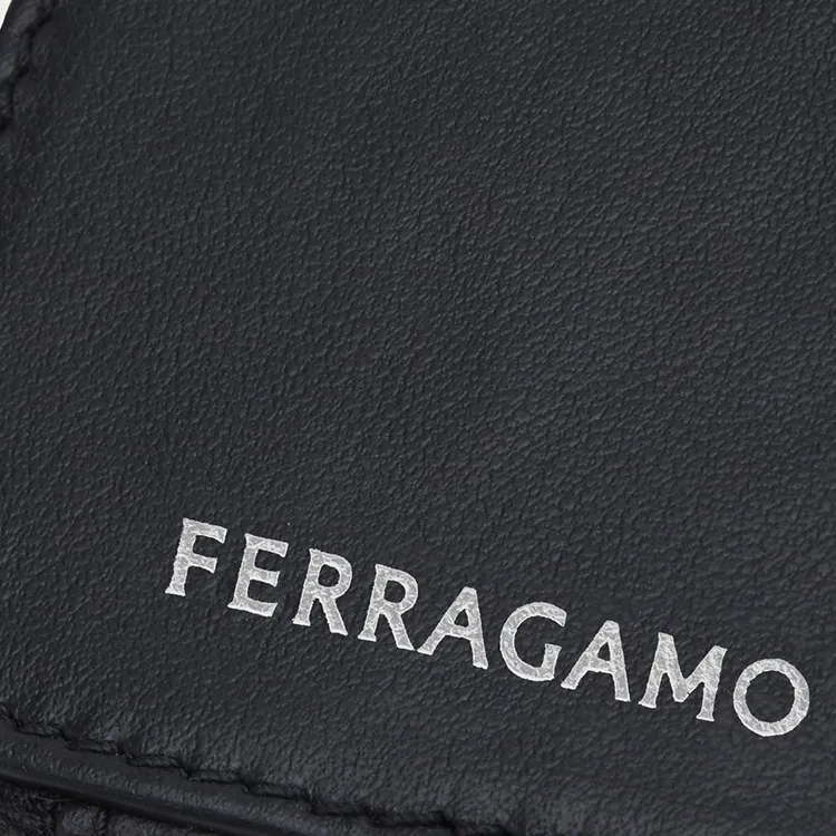 FERRAGAMO Calfskin Wallet Coin Purse Women's Black-4