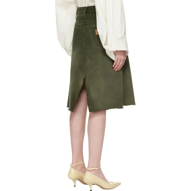 MM6 Maison Margiela Denim Long Skirt Women's Dark Green-1