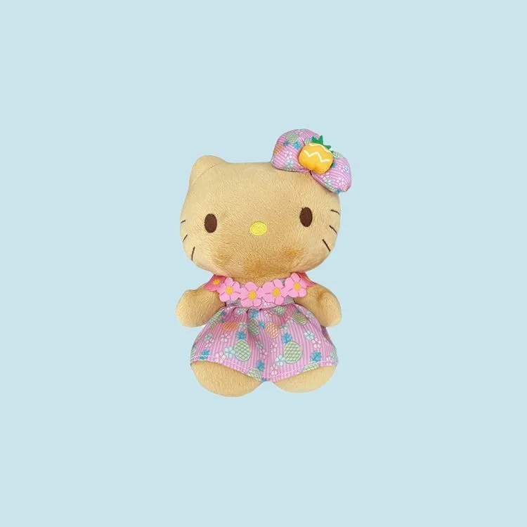 Sanrio Hawaii Collection Hello Kitty Pineapple Garden Pink Skirt Dolls Plush Doll 20.3cm Height-3