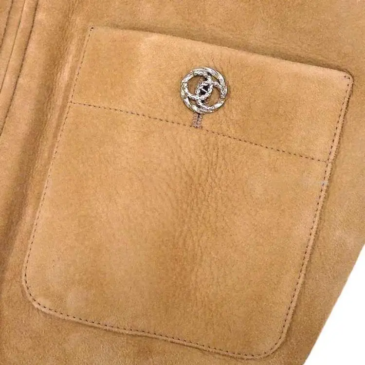 CHANEL Leather Jacket Women's Brown-4