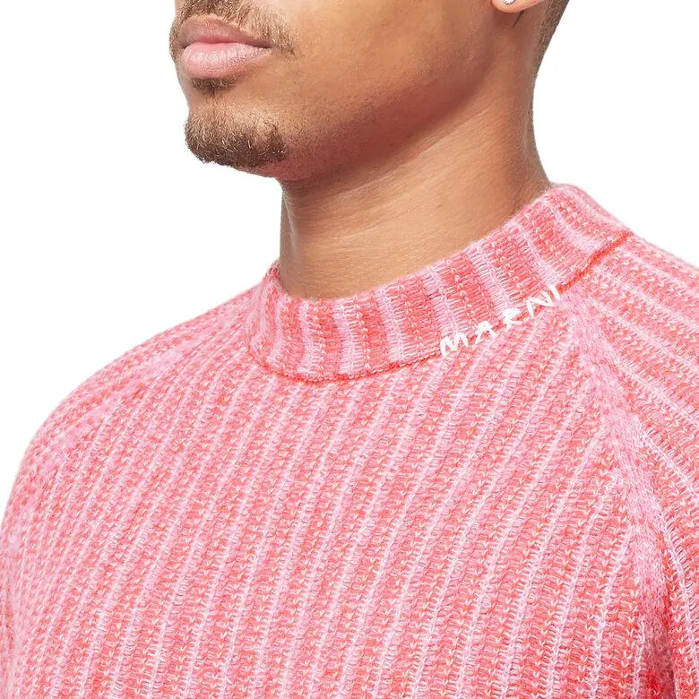 MARNI Logo Embroidered Cable Knit Jumper-3