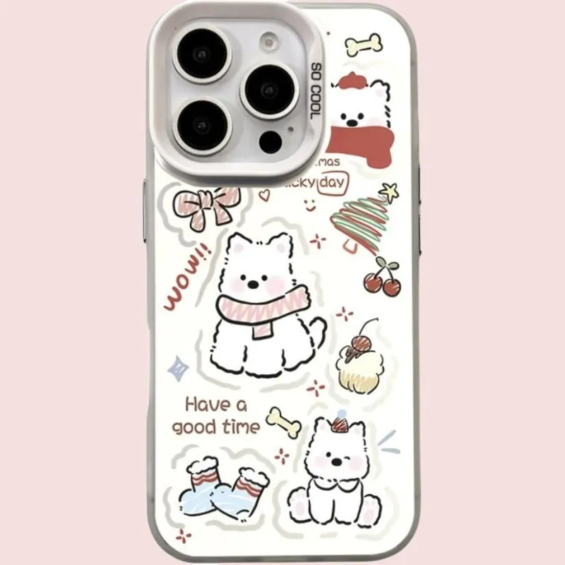 Wei Xin Acrylic Material Matte Scarf Puppy Phone Cases Compatible With IPhone 16/15 Pro Max/Apple 13/14 Pro/Max-1