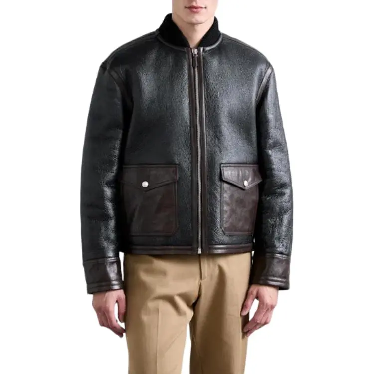 BALLY Contrasting trim Leather Bomber Jacket-2