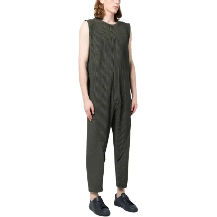 Homme Plissé Issey Miyake Jumpsuits Men Dark Green-3
