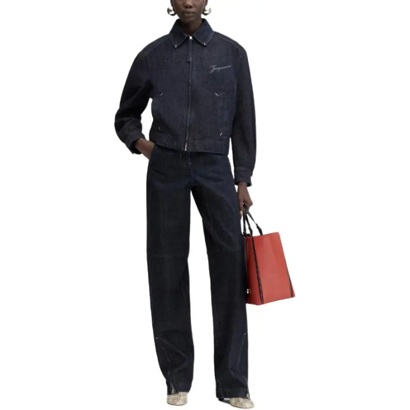 Jacquemus Collared Zip Up Denim Jacket-2