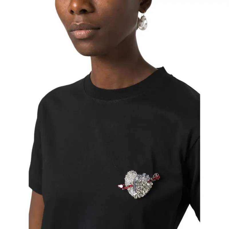 MSGM Short Sleeved Crewneck Embellished T-Shirt-4