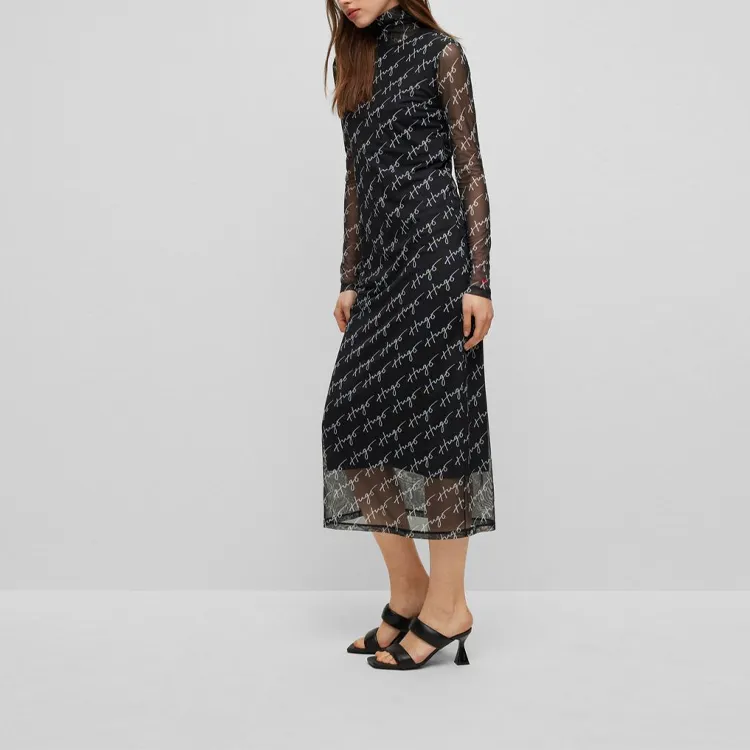 HUGO BOSS Long-Sleeved Dresses Women's Black-3
