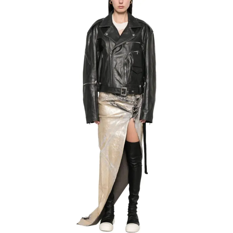 RICK OWENS Cropped Jumbo Bauhaus Stooges Jacket Black-2