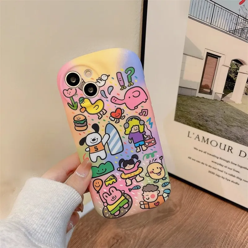 Wei Xin TPU Material Super Cute Animal Gradient Phone Cases Compatible With IPhone 16/15 Pro Max/Apple 13/14 Pro/Max-2