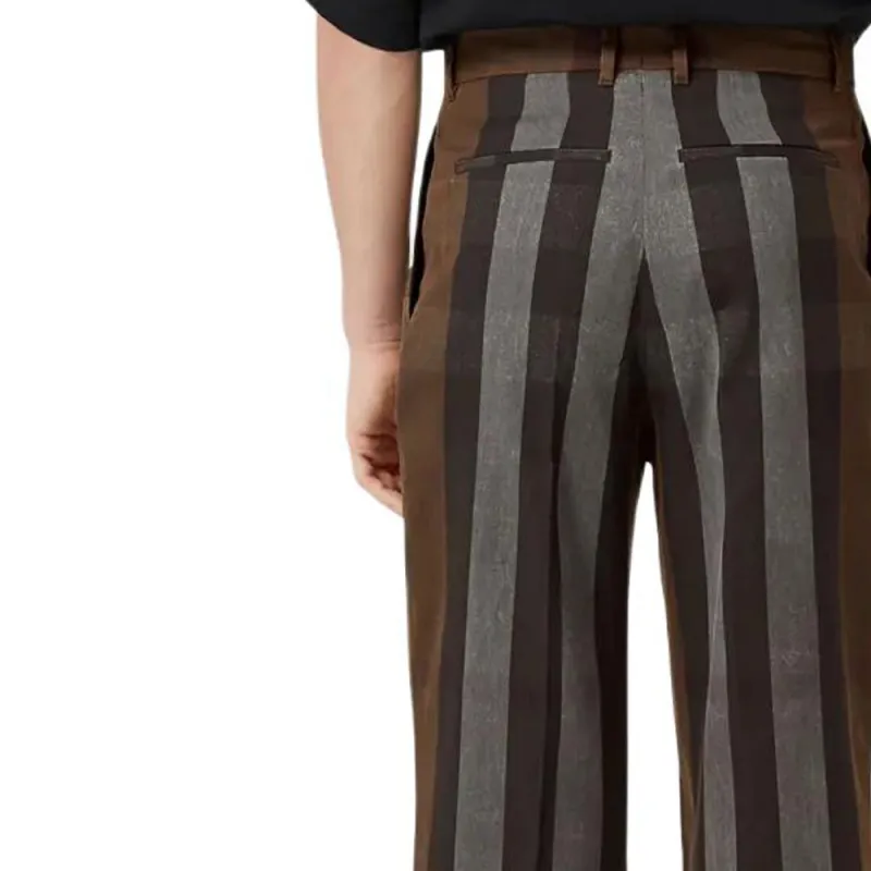 Burberry Wide Leg Check Trousers-5