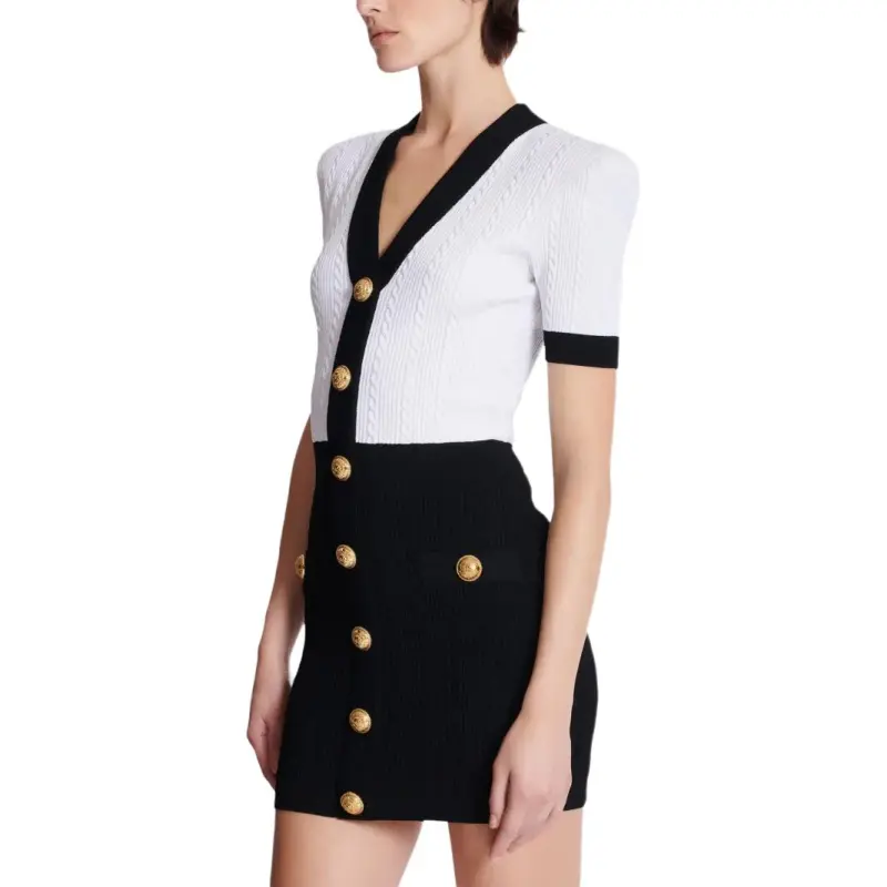 BALMAIN SS25 Short Sleeved Dress Women's White-2