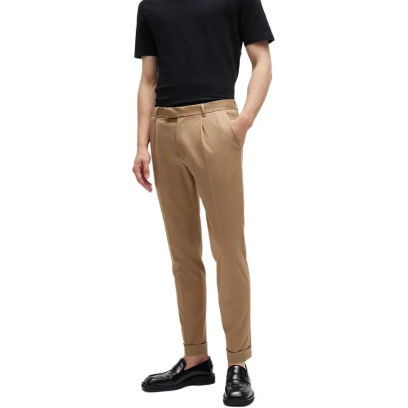 HUGO BOSS Pleat Turn Up Hem Trousers-1