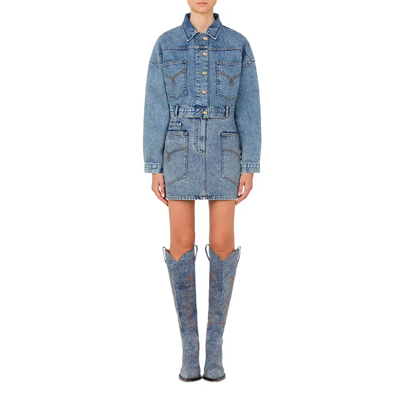 MOSCHINO Denim Jacket Women's Blue-1