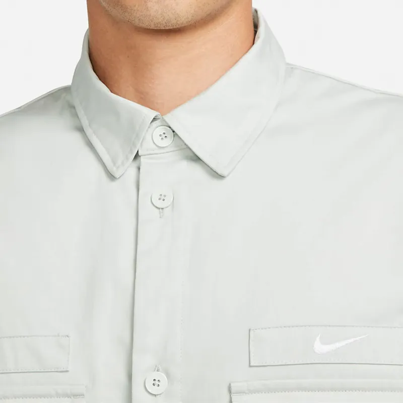 Nike Life Woven Military Short-Sleeve Button-Down Shirt 'Light Silver'-2