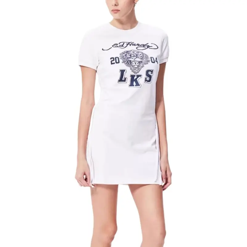 Ed Hardy Short Sleeved Dress Women's White-2