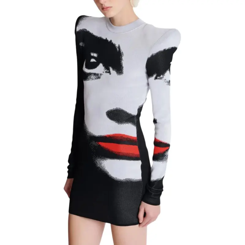 BALMAIN Face motif Mini Dress-5