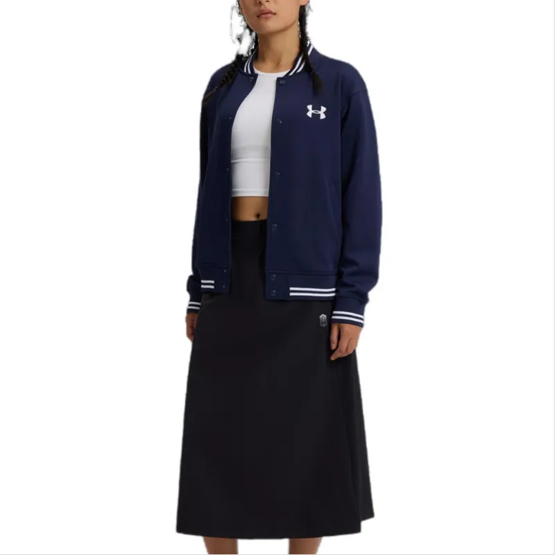 Under Armour Knit Bomber Baseball Jacket Unisex Navy Blue-2