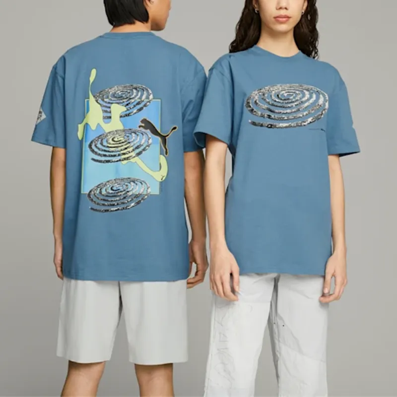 PUMA X P.A.M. Co branded Version T Shirts Unisex Blue-2