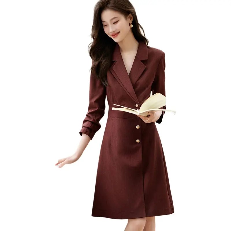 Mo Han Yi Mei Long Sleeved Dresses Women's Red-3