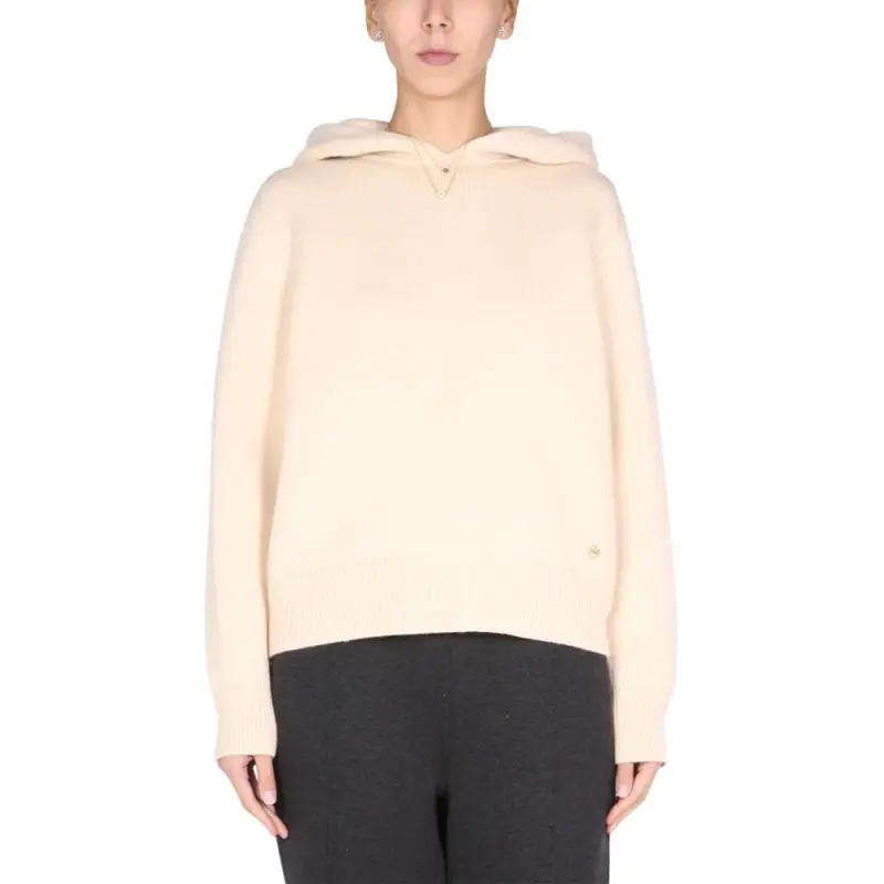 TORY BURCH Logo Embroidered Knit Hoodie-1