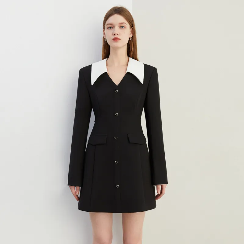 DPLAY Long Sleeved Dress Women's Black & White-3
