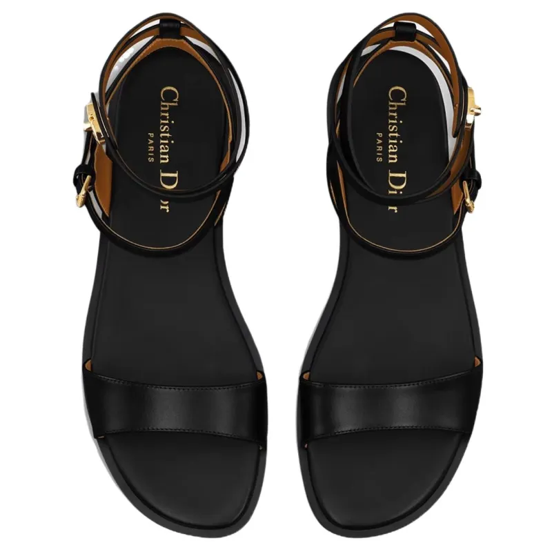 DIOR 30 Montaigne One Strap Sandals Women's Black-3