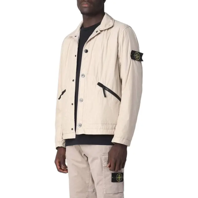 STONE ISLAND Logo Patch Button Up Overshirt Jacket-4
