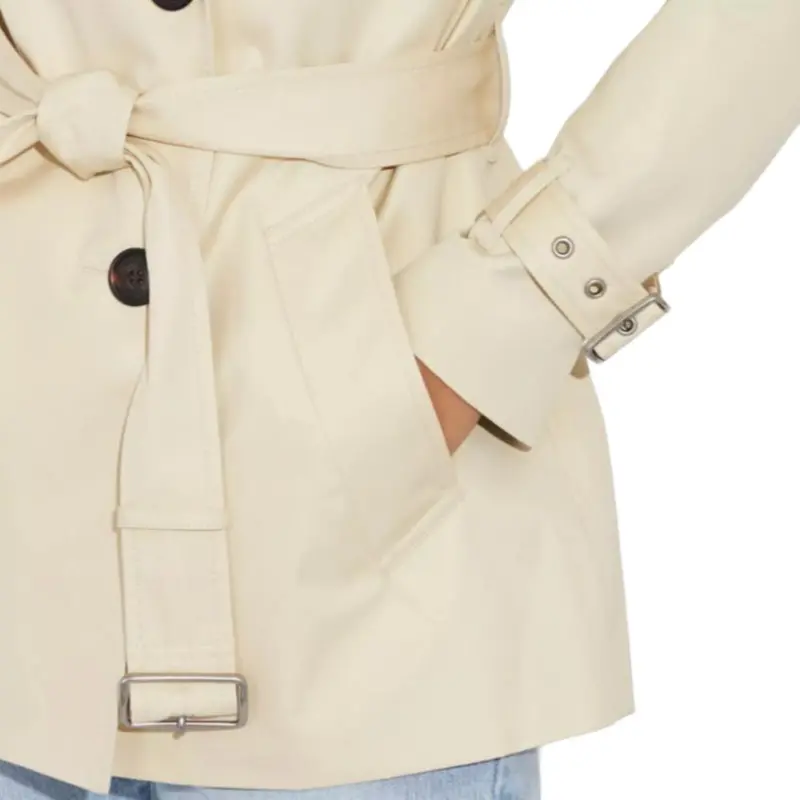 COACH Solid Short Trench Trench Coat Women's Ecru-4
