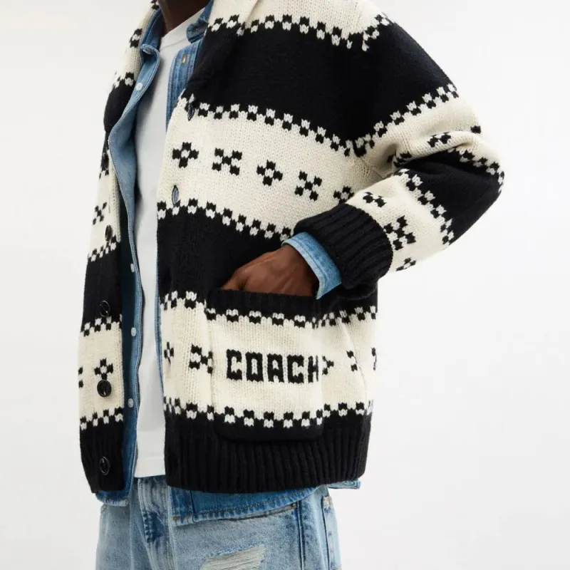 COACH FW24 Sweater Men's Black White-3