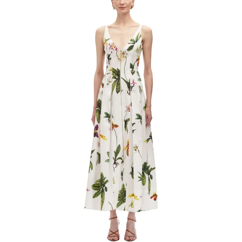 Oscar De La Renta Orchid Zip front Poplin Dress-1