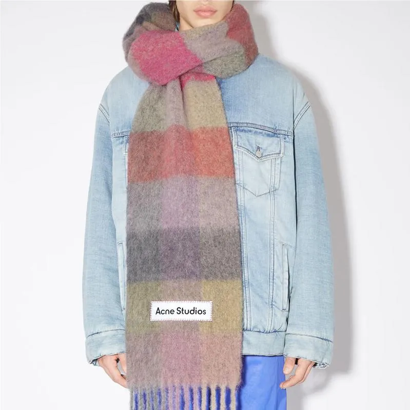Acne Studios Logo Patch Checked Scarf-4