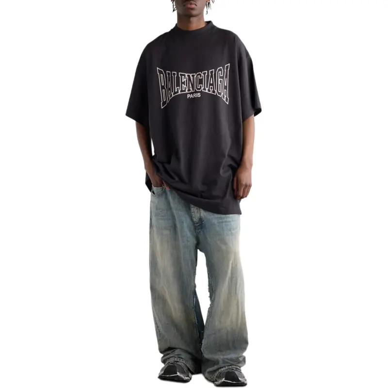 Balenciaga Logo Printed Washed Oversized T-Shirt-1