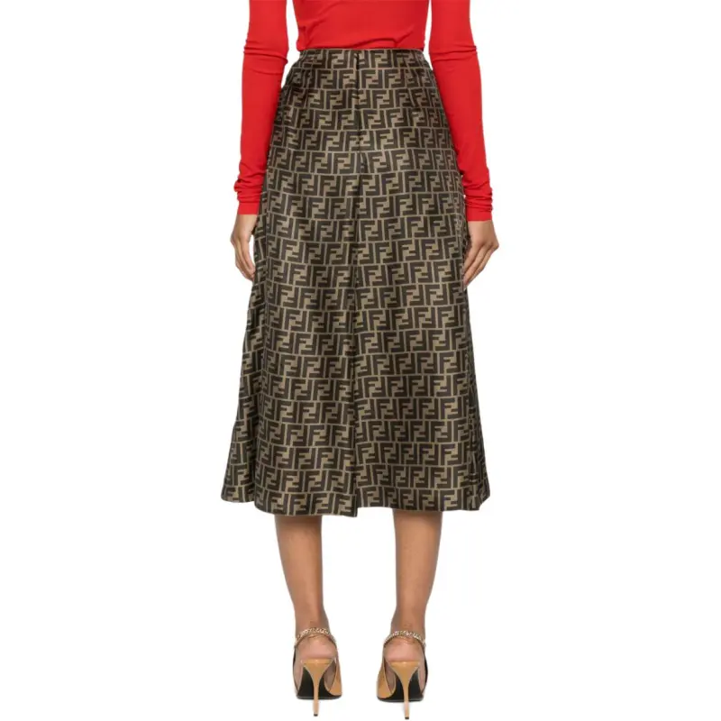 FENDI Logo Printed High Waist Skirt-2