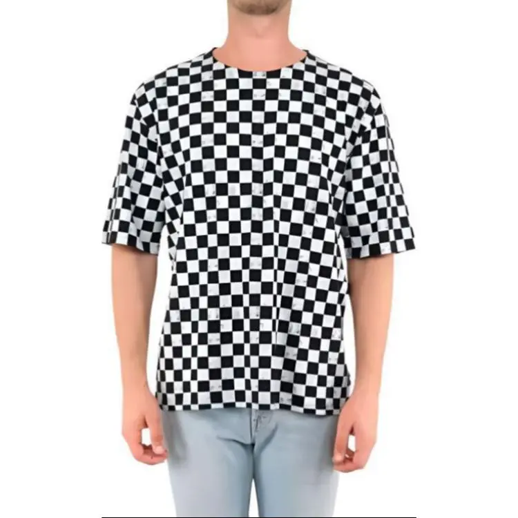 SAINT LAURENT Check Printed Crewneck T-Shirt-2