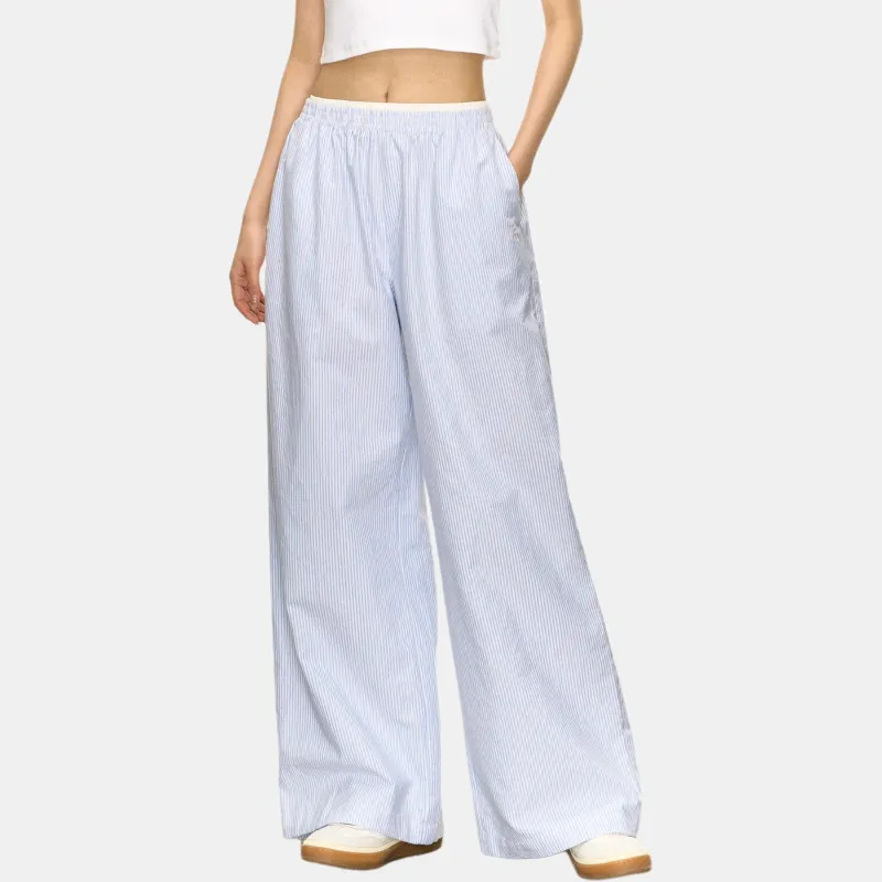 Ariseism Casual Pants Women's Blue White Stripes-2