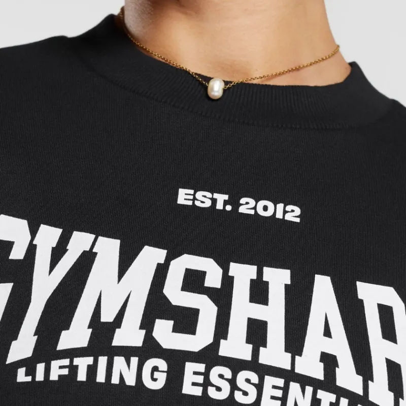 GYMSHARK FW24 Essentials Graphic Oversized Sweatshirt Women's Black-4