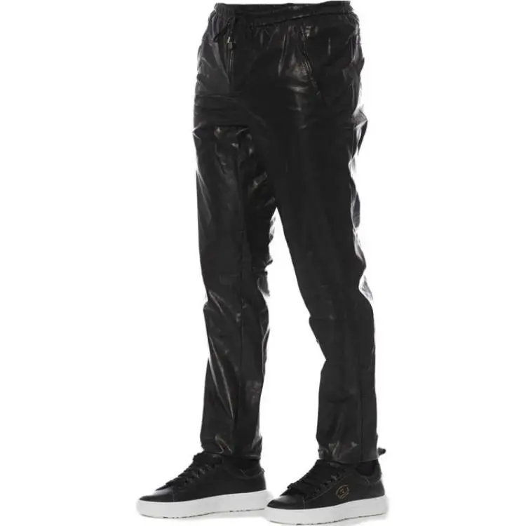 TRUSSARDI Leather Pants Men's Black-2