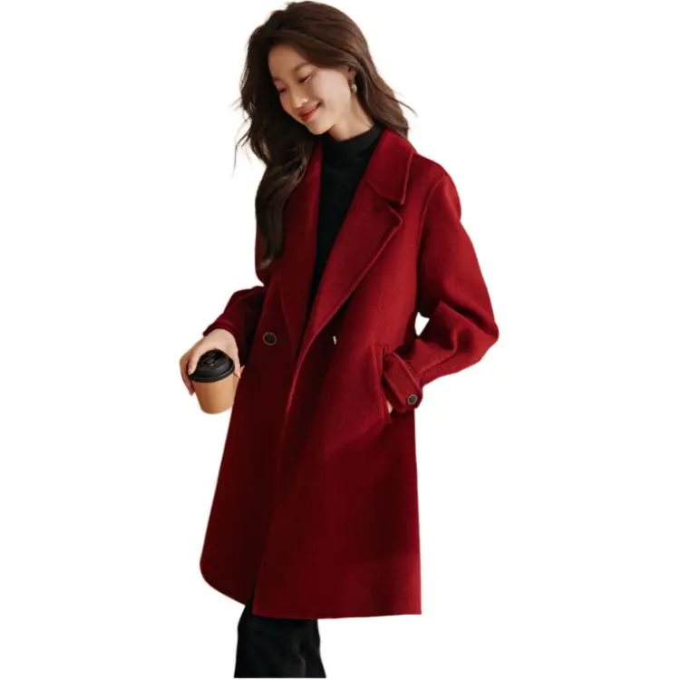 Mo Han Yi Mei Coats Women's Burgundy-2