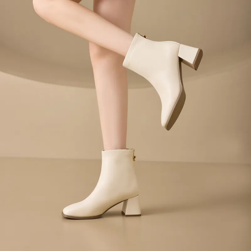 KEKAFU Ankle Boots Women's Beige/Black-6